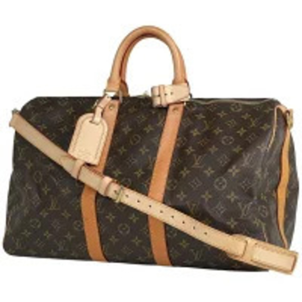 Louis Vuitton Keepall Bandoulire Travel Business Trip Boston Bag Monogram Brown